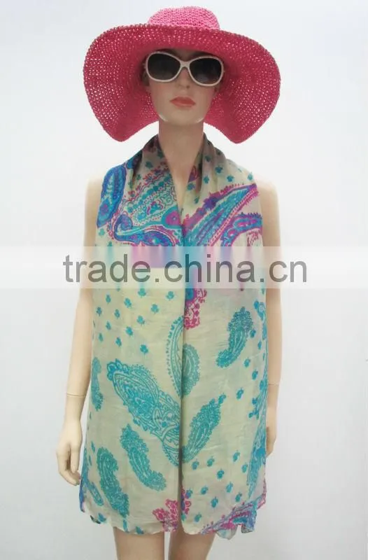 2014 hot sale fashion large size pareo green pareo polyester voile beach pareo