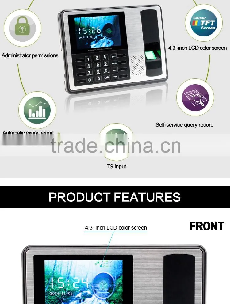 OC007 4.3 inch Free Software Face Recognition Time Attendance System