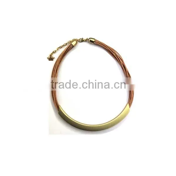 2014 Fashion brass tube necklace in matt silver