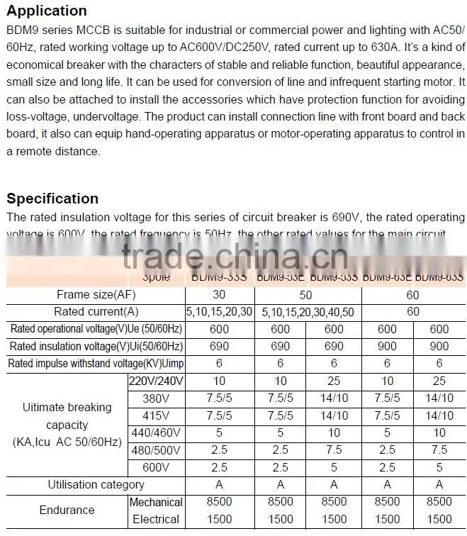 BDM9 ABS MCCB 60A 3P MOULDED CASE CIRCUIT BREAKER