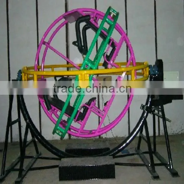 Thrilling amusement park equipment human gyroscope three dimensional space ring rides