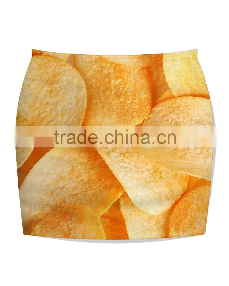 Cheap Price Skirt For Women Polyester and Spandex Potato Chips Print Skirt N20-14