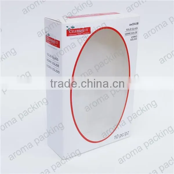 2016 new design paper gift packing customer logo printed cosmetic box with window for makeup brush