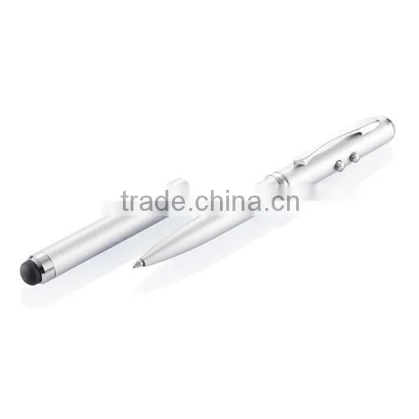 4in1 pen soft stylus touch pen ball pen with LED light and laser for iPhone/iPad