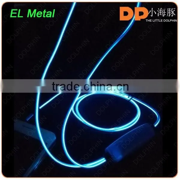 new products 2016 noise cancelling glow earbuds ear piece 3.5mm EL wired glowing headphone EL earphone
