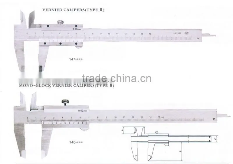 carbone steel or stainless steel vernier calipers type I