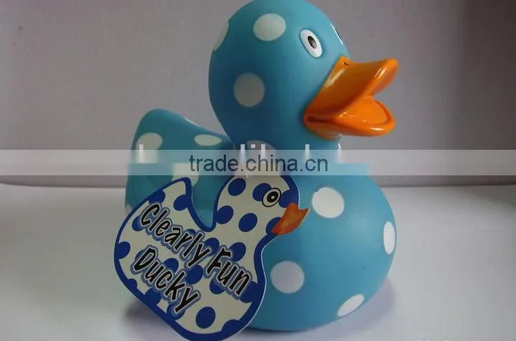 Speckled plastic duck with white dot