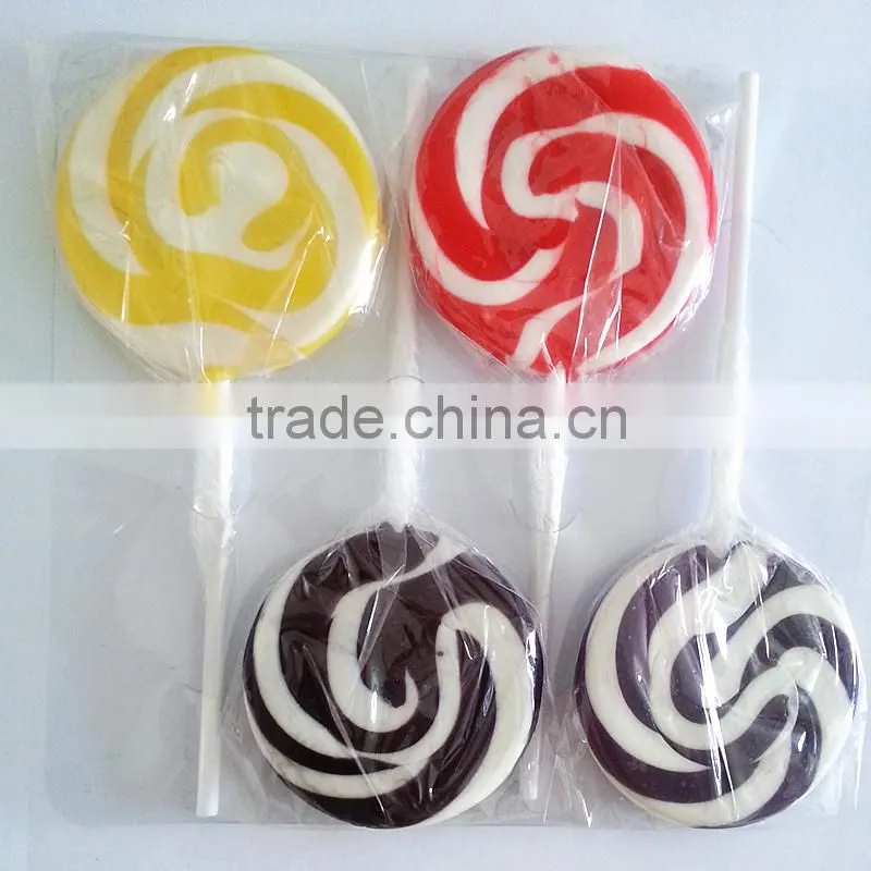 Bag Wrapped Fruit Flavour Sweets Flat Zubi Swirl Rainbow Lollipop