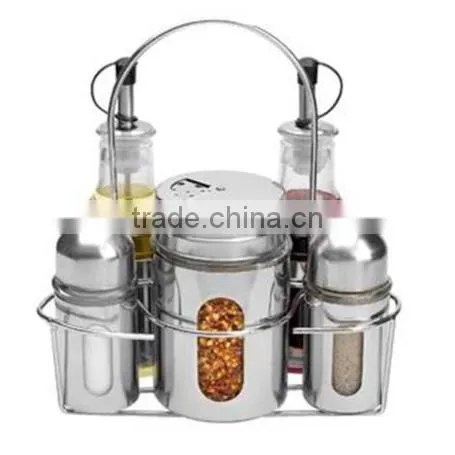S/S cover glass oil bottle and spice jar set