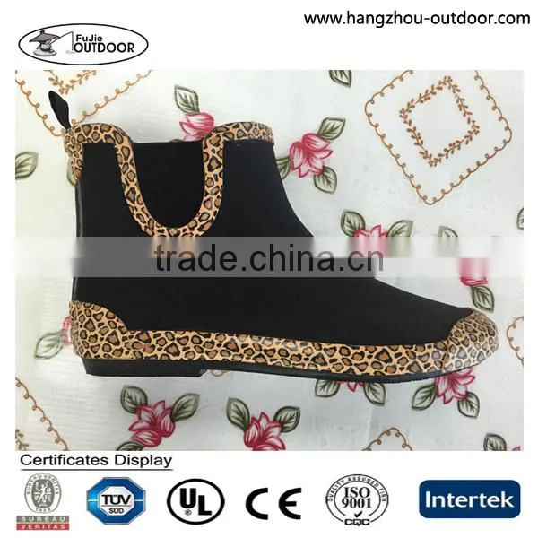 Ladies sexy leopard print high quality rubber boots