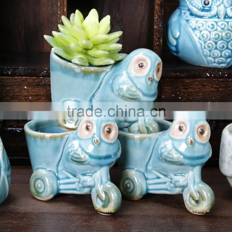 Shabby chic succulent pot ceramic animal flower planters