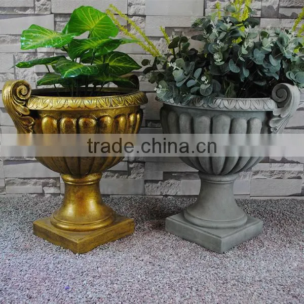 Golden Cup Polyresin Two Handle Victorian Urn