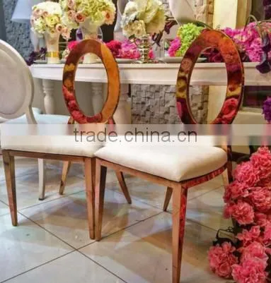 Stainless steel Rose gold Cross round back wedding throne chair