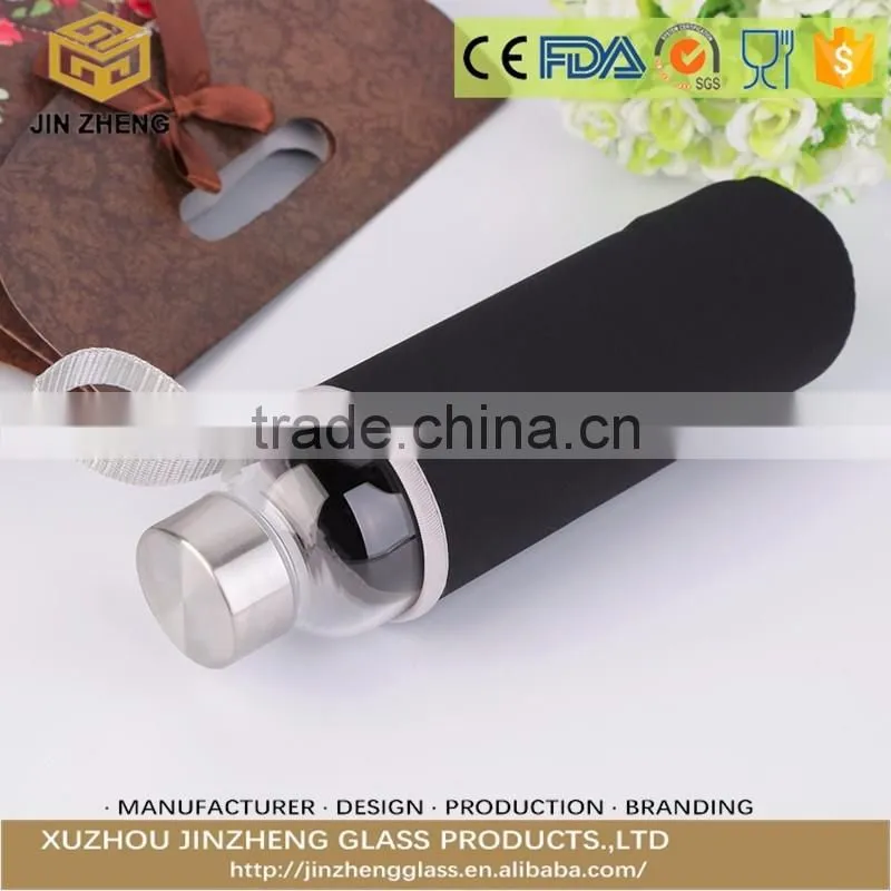 wholesale beverage borosilicate glass bottle with Sleeve