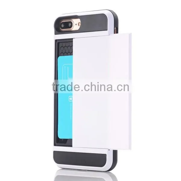 Slide cover card slot phone case TPU + PC material phone hull for iPhone7 7plus