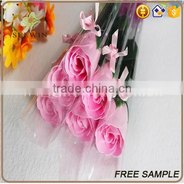 Single stem dried rose soap flowers
