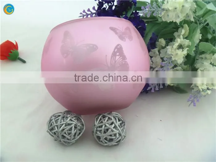 Romantic round pink butterfly wedding candlestick