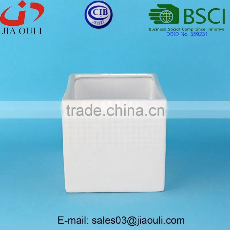 12cm Marble design ceramic square plant pot