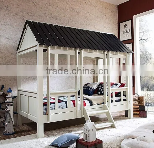Antique European Style Kids Kingdom Little Cottage Shaped Pure White Children Bed BF11-02274d