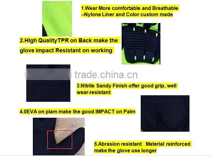 Sunnyhope mechanical work gloves safety working gloves TPR gloves
