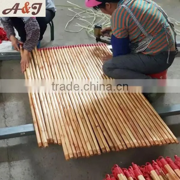 Durable wooden mop handle with 5 cm red cap