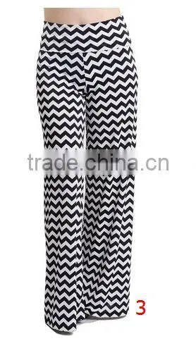 casual fat women loose black and white zigzag stripes high waist wide leg chevron palazzo pants