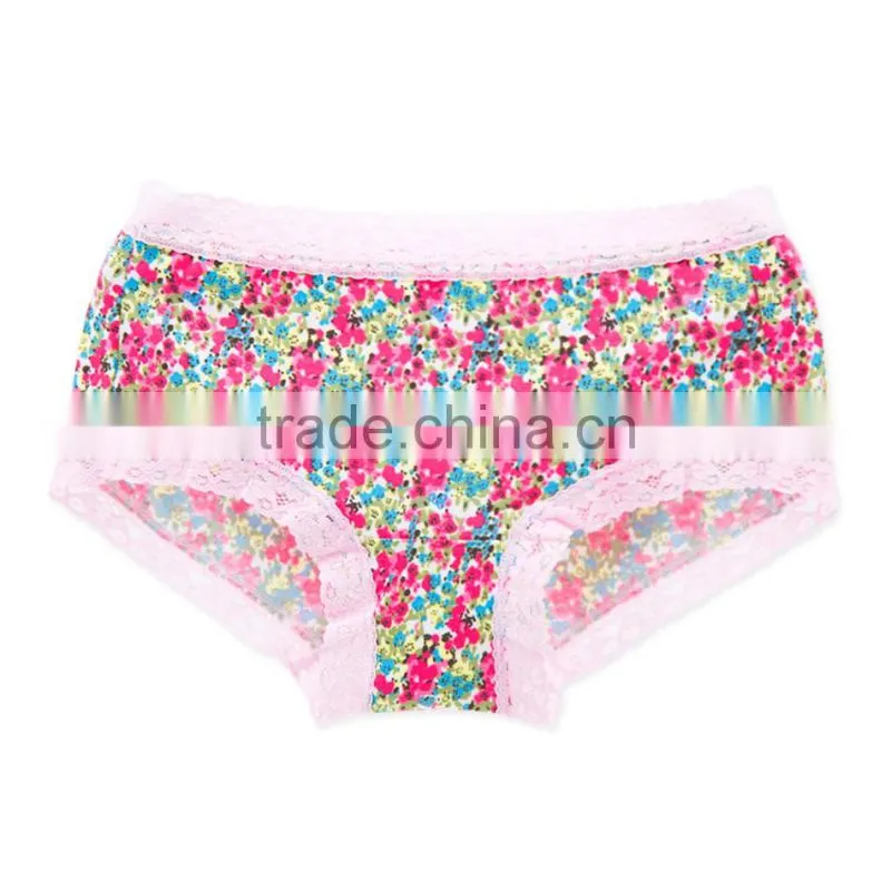 Factory Custom Cheapest Printing 95% Cotton 5% Spandex with Lace Sexy Fancy Woman Underwear