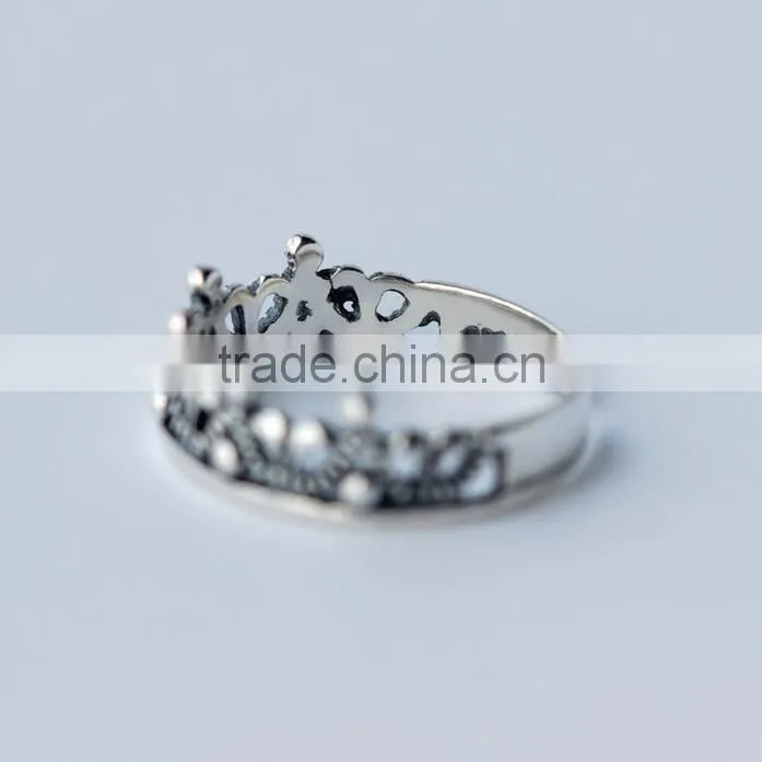 F20059N Silver Retro Crown Ring Fashion Silver Ring