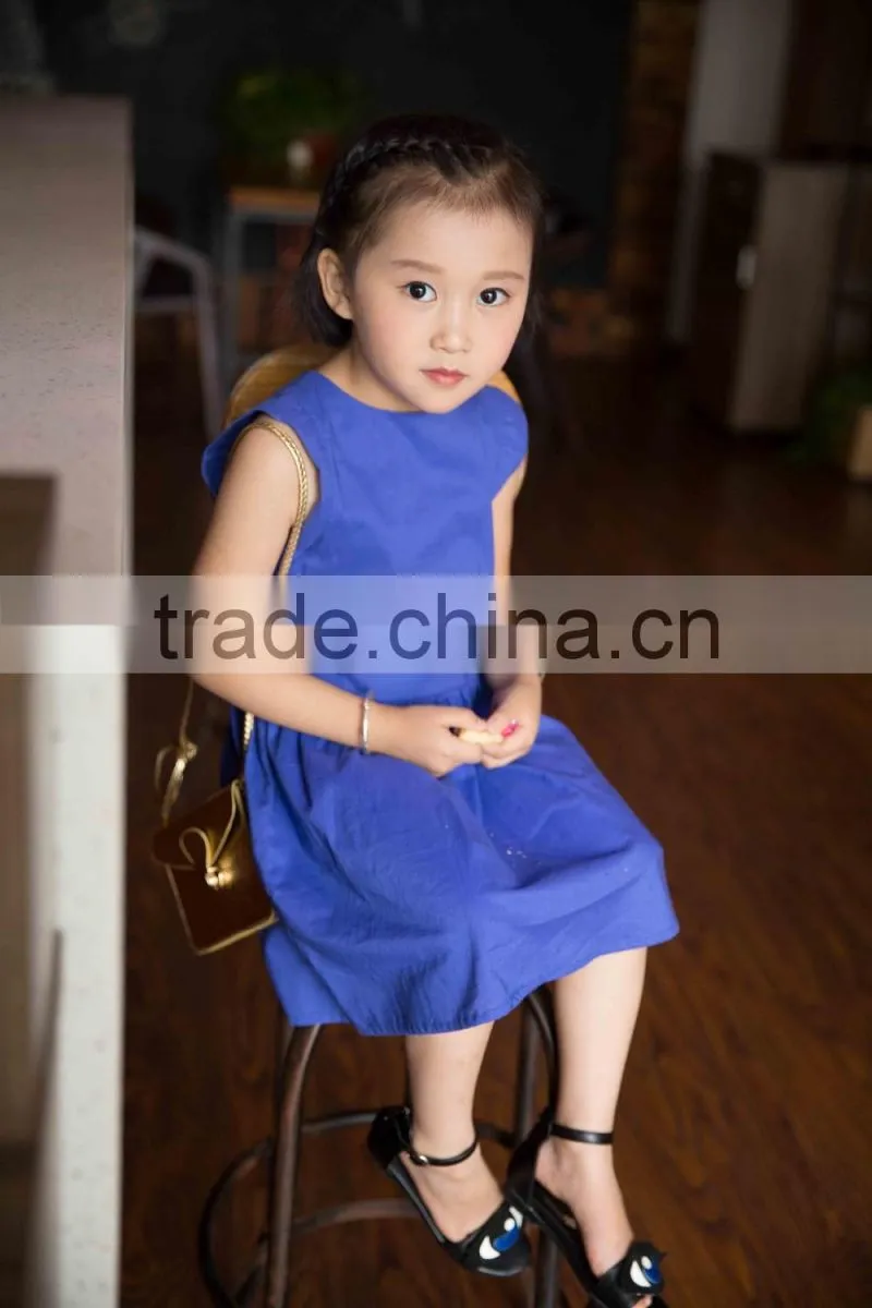 COOL KID ZONE 2016 sleeveless modern cotton linen breathable children summer girls linen dress