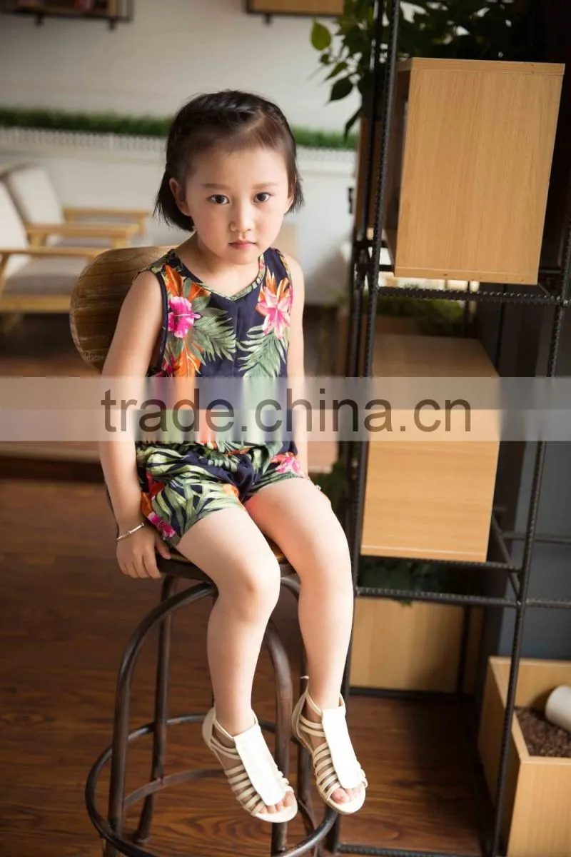 fashion off shouder 100% viscose set summer sleeveless cloth set girl shirt and printed flower soft handfeel cloth