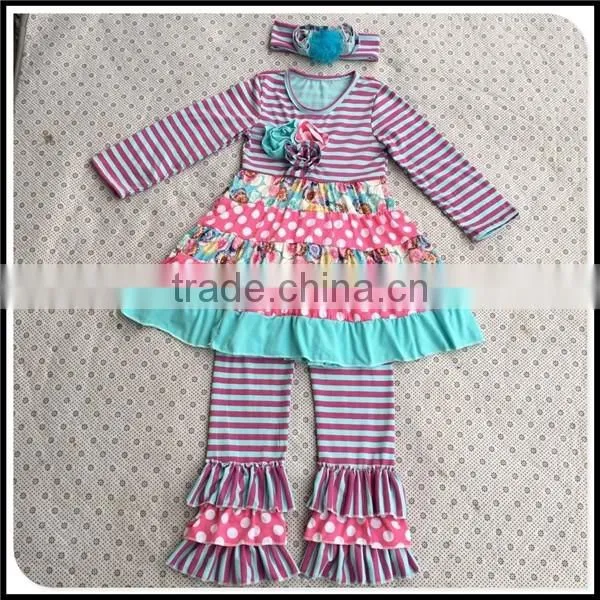 Easter day spring ruffle Baby girl matching stripe red lucky cute baby girl remake cotton vintage remake outfit
