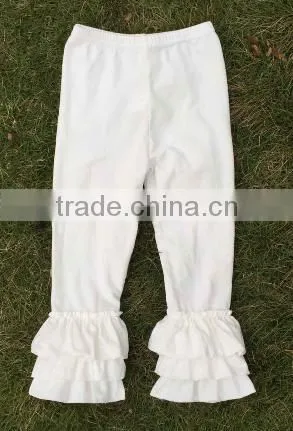 2015 girls ruffle leggings solid colors kids cotton pants wholesale girls triple ruffle pants