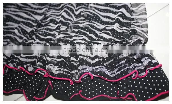 Wholsale new summer fashion style black cvc floral chiffon bonny mini kids girls fake two piece t shirt
