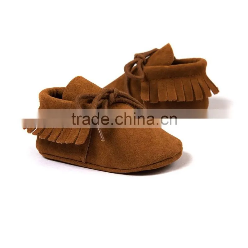 Fringed baby moccains with strings, string baby moccains