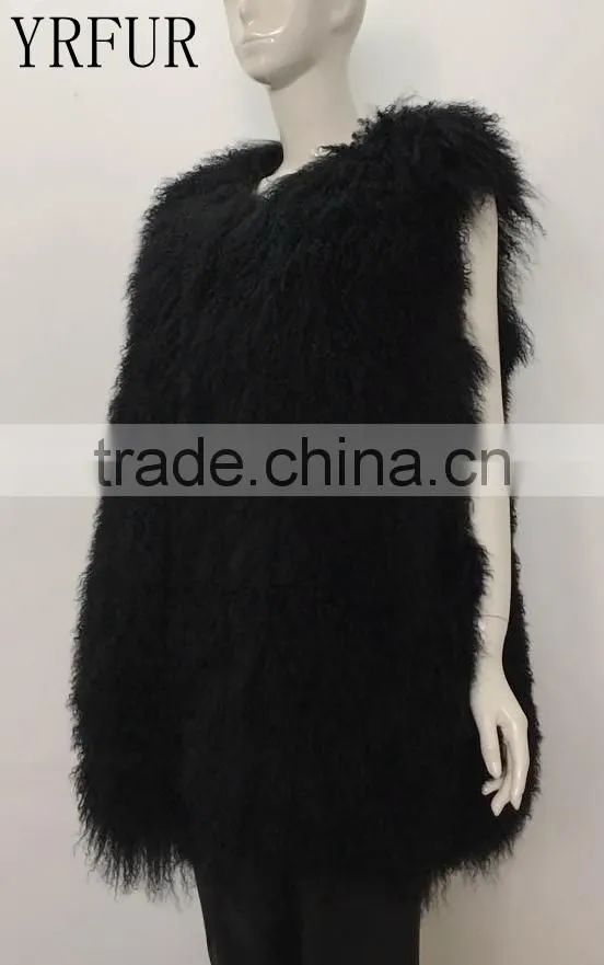 YR545 Basic Style Real Mongolia Fur Vest Lots of Colors Tibet lamb Fur Gilet