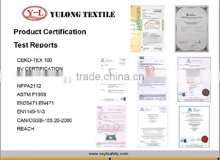 Factory sale low formaldehyde NFPA2112 fireproof safety work clothing