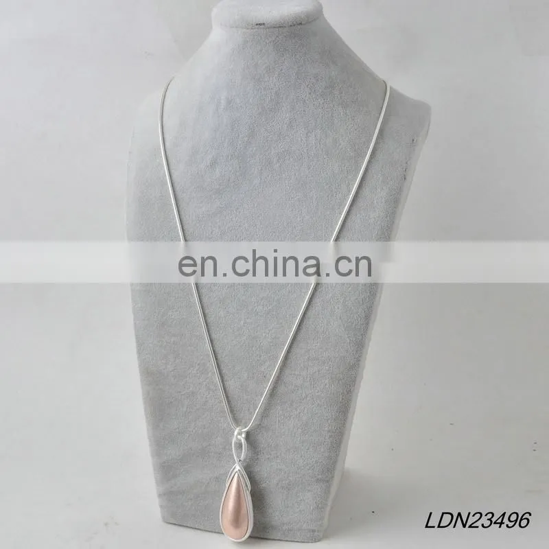 Mixed Color Metal Necklace Teardrop Pendant