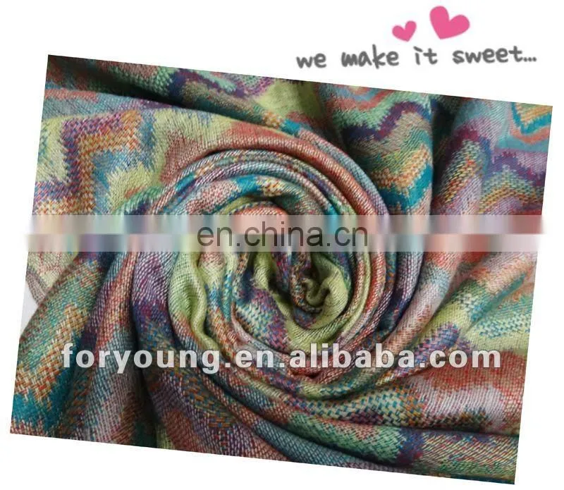 multi colored zigzag pashmina shawls stoles