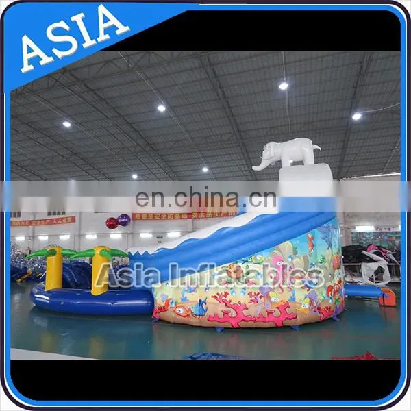 commercial giant inflatable elephant slide with pool, land amusement park