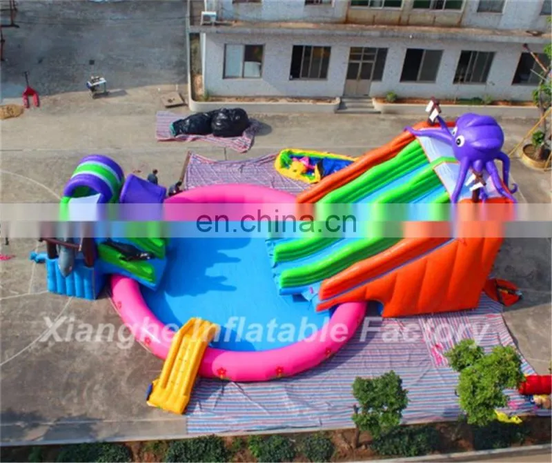 Large summer playground equipment swimming big water slides for sale