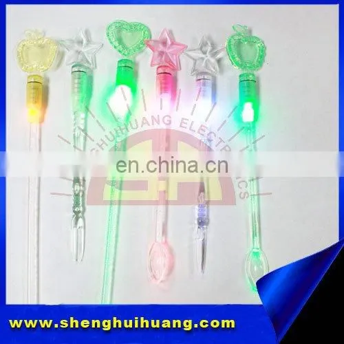beautiful shape and color LED flashing swizzle stick for bar