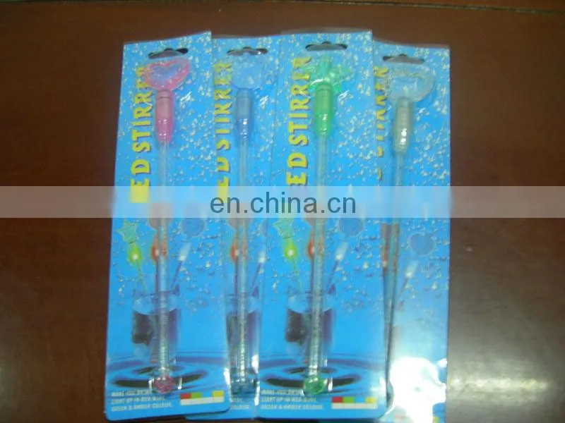 customized shape colorful LED flashing swizzle stick