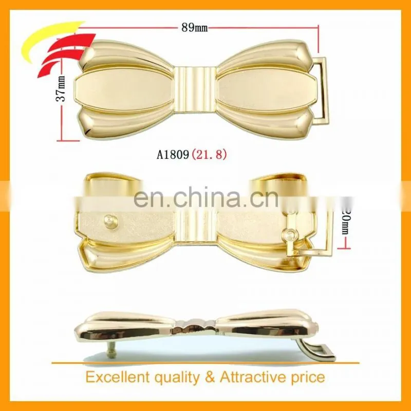 zinc alloy metal butterfly knot shape press clamp belt buckle with custom size