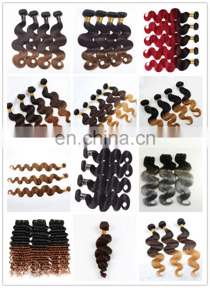 wholesale darling hair brazilian 100% human ombre hair extensions hair coloring
