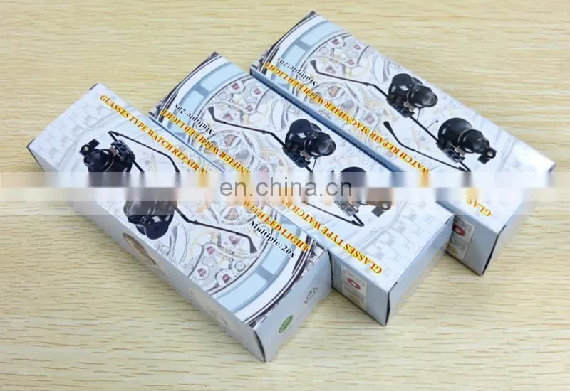 Binoculus Glasses Loupe LED Light 20X Eyewear Magnifier