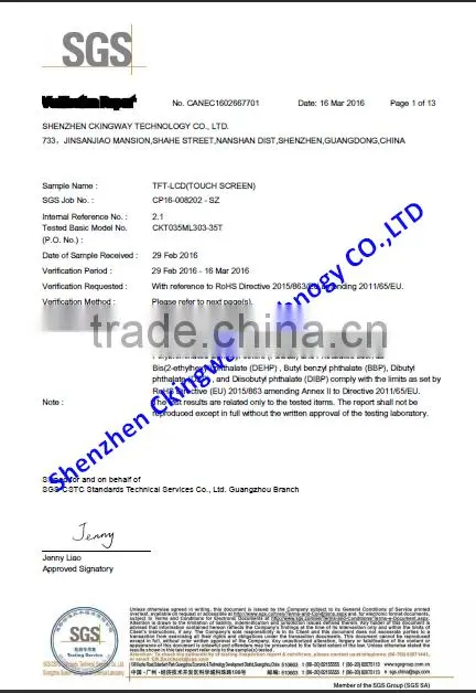 Ckingway 6.95 Inch TFT LCD Panel 4096*4096 High Resolution