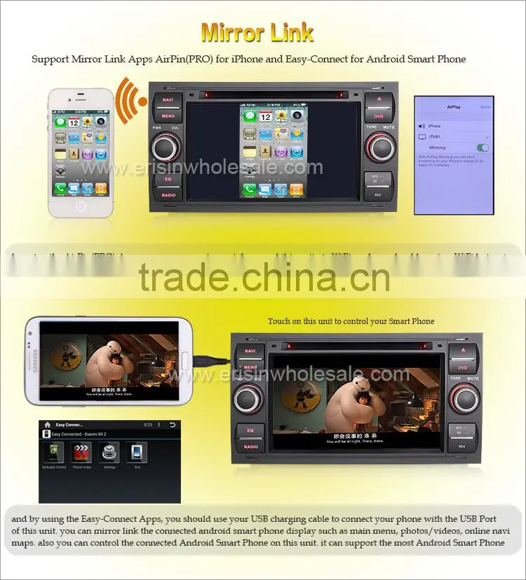 Erisin ES2301F 7" Touch Screen 2 Din Car DVD Player for Transit Mondeo C-Max