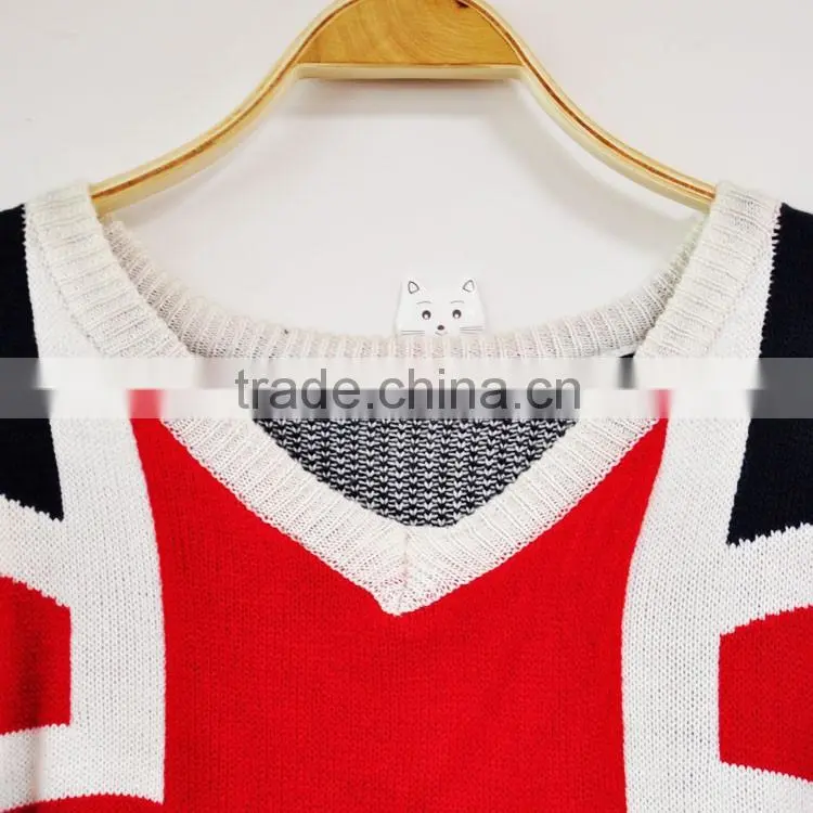 UK flag design woolen sweater designs for ladies