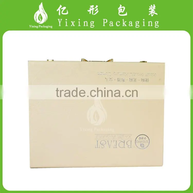 Directly factory wholesale PU leather cosmetic packaging box with metal handle