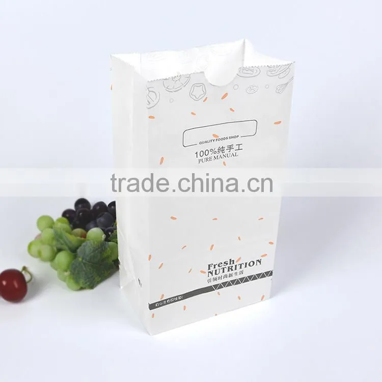 high quality disposable square bottom fast food french fries bread paper bag